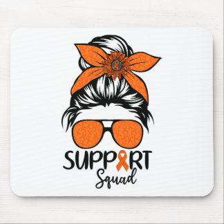 Messy Bun Support Squad Orange Leukemia Awareness  Mouse Pad
