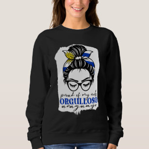 Messy Bun Uruguay Flag Hispanic Heritage Month For Sweatshirt