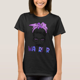 Messy Bun Women Purple Ribbon Lupus Warrior Awaren T-Shirt