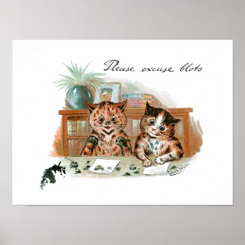 Messy Cats by Louis Wain Postcard Poster