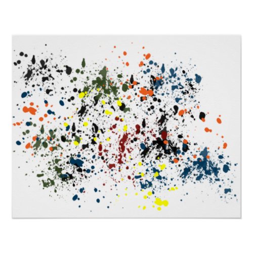 Messy Colorful Paint Splatters Modern Abstract Pos Poster