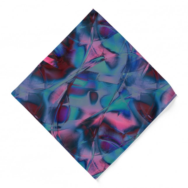 Messy curves polished of bright cyan to pink hues  bandana (Front)
