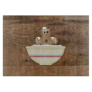Messy Gingerbread Man Glass Cutting Board