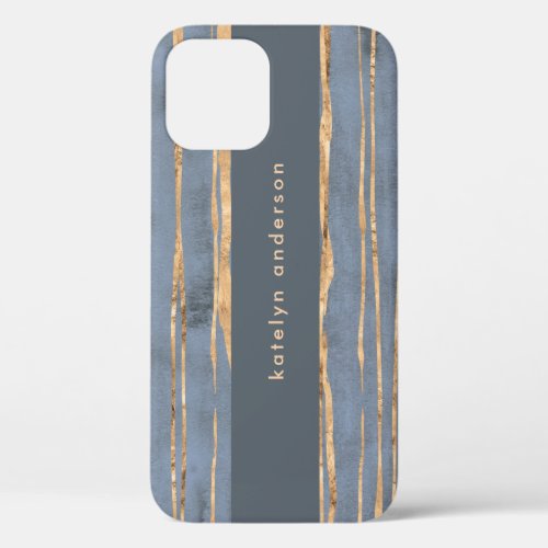 Messy Gold Line  Blue Periwinkle  Professional iPhone 12 Case