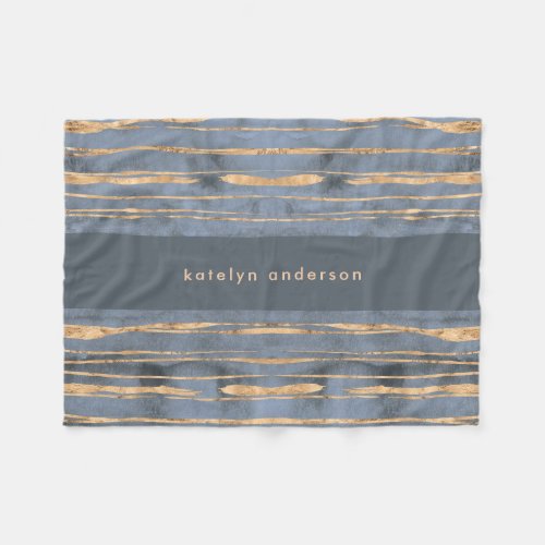 Messy Gold Line  Blue Periwinkle  Professional Fleece Blanket