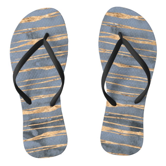 Messy Gold Line | Blue Periwinkle | Professional Flip Flops (Footbed)