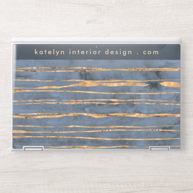 Messy Gold Line | Blue Periwinkle | Professional HP Laptop Skin (Front)