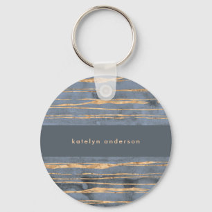 Messy Gold Line   Blue Periwinkle   Professional Keychain
