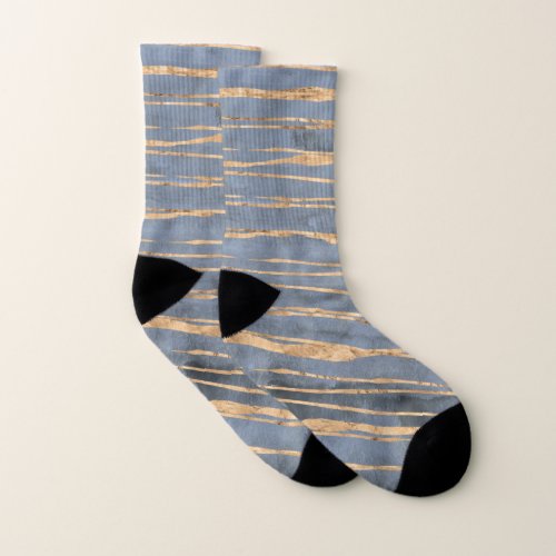 Messy Gold Line  Blue Periwinkle  Professional Socks