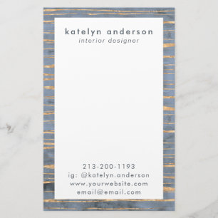 Messy Gold Line Blue Periwinkle Professional Stationery