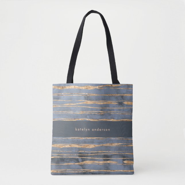 Messy Gold Line | Blue Periwinkle | Professional Tote Bag (Front)