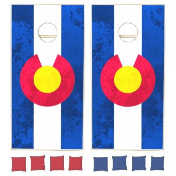 Messy Grunge Colorado Flag  Cornhole Set by ColoradoCreativity at Zazzle
