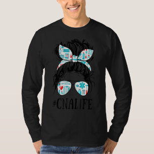 Messy Hair Bun Cna Nurse Life Healthcare Fitted T-Shirt