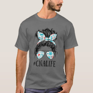 Messy Hair Bun Cna Nurse Life Healthcare Fitted T-Shirt