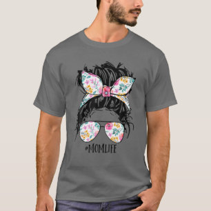 Messy Hair Bun Mom Life Tie Dye Mother's Day Women T-Shirt