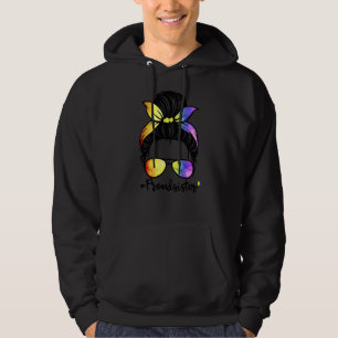 Messy Hair Bun Proud Sister Lgbt Gay Pride Support Hoodie