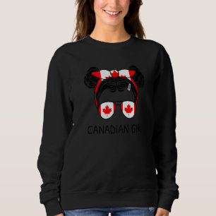 Messy Hair Canadian Girl Canada Pride Women Patrio Sweatshirt