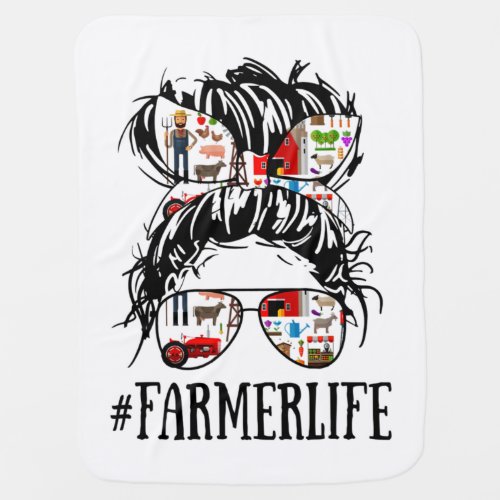 Messy Hair Woman Bun Farmer Life Farm Girl Baby Blanket