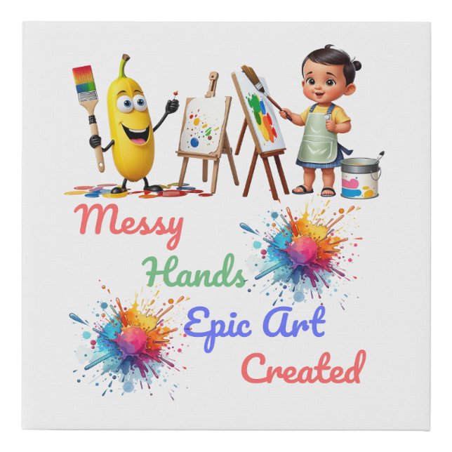 Messy Hands Epic Art Celebrate World Art Day Faux Canvas Print (Front)