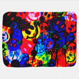 Messy Happy Faces Baby Blanket