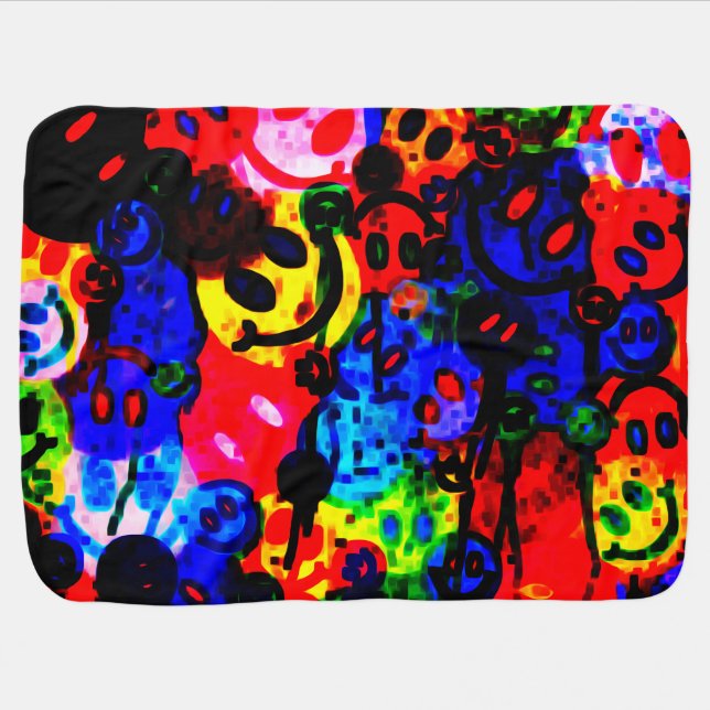 Messy Happy Faces Baby Blanket (Horizontal)