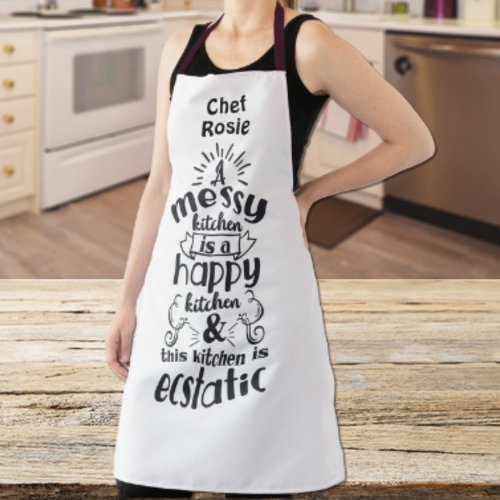 Messy Kitchen is Happy and Ecstatic Personalized Apron