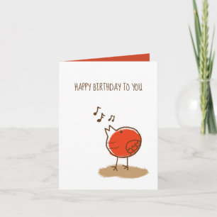 Messy Little Bird Singing Happy Birthday Card