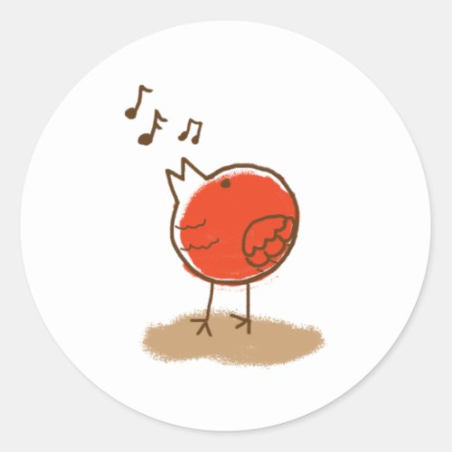 Messy Little Red Bird Singing Music Classic Round Sticker