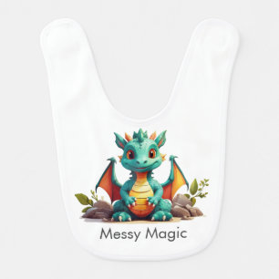 Messy Magic Mint Green Dragon Baby Bib