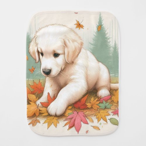Messy Meals with a Golden Retriever Puppy Baby Burp Cloth