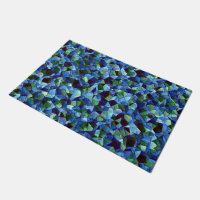 Messy of green and blue irregular mosaic overlaid 