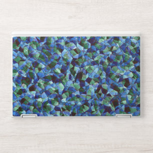 Messy of green and blue irregular mosaic overlaid HP laptop skin