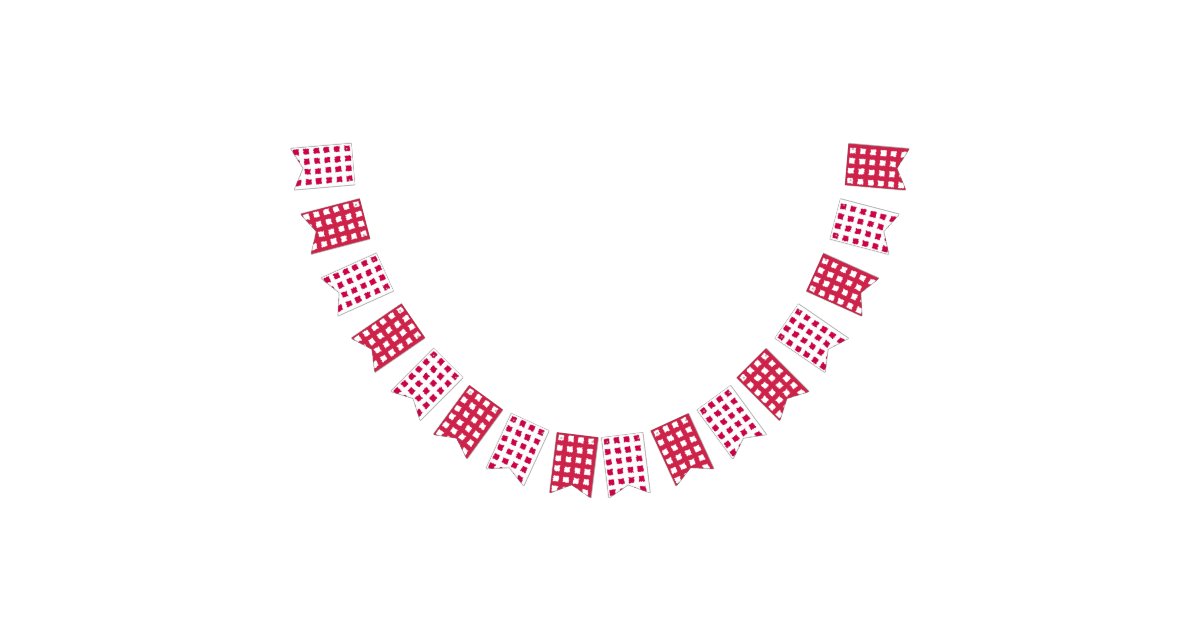 Messy Red and White checkered Gingham squares Bunting Flags | Zazzle