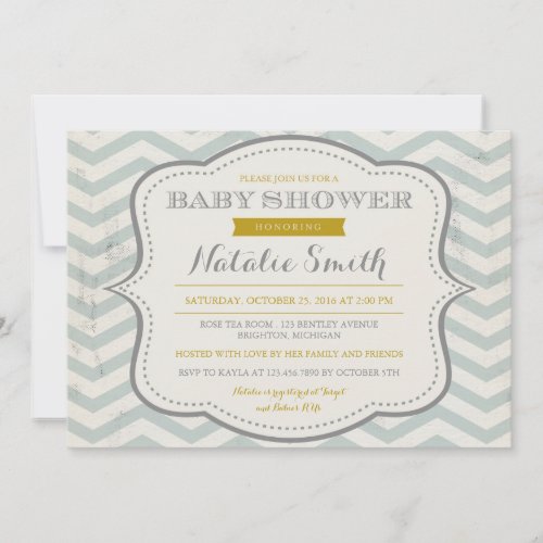 Messy Teal Grey and Gold Baby Shower Invite