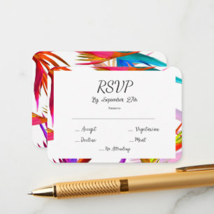Messy Tropical Garden White RSVP Enclosure Card