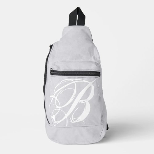 Messy White Monogram on Grey Grunge Sling Bag