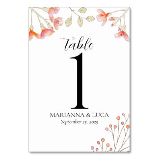 Messy Wildflowers Table Number