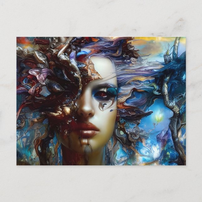 Messy Woman Postcard (Front)