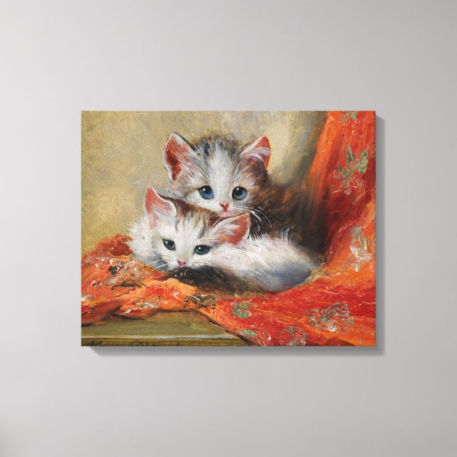 Meta Plückebaum's Vintage Cute Cat Painting Canvas Print (Front)