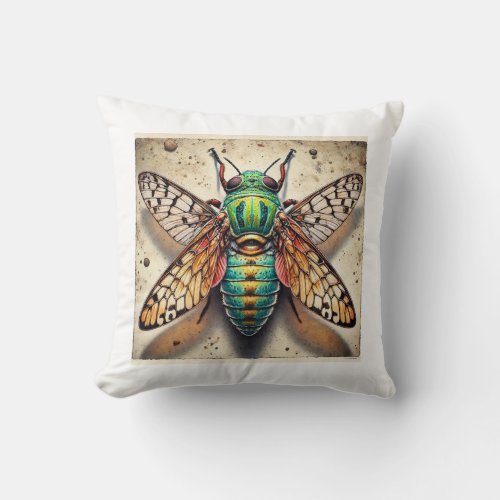 Metadriopea Insect 060724IREF107 _ Watercolor Throw Pillow