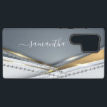 Metal 3-D look Calligraphy Gold Monogram Diamond  Samsung Galaxy S22 Ultra Case<br><div class="desc">Any glitter or diamonds in design are photos and simulated. This design may be personalized in the area provided by changing the photo and/or text. Or it can be customized by clicking Personalize this Template and then choosing the click to customize further option and delete or change the color of...</div>