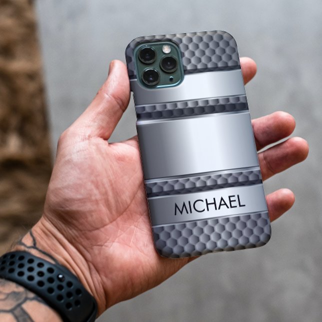 Metal 3D look Silver steel  Monogram   Case-Mate iPhone Case (Creator Uploaded)