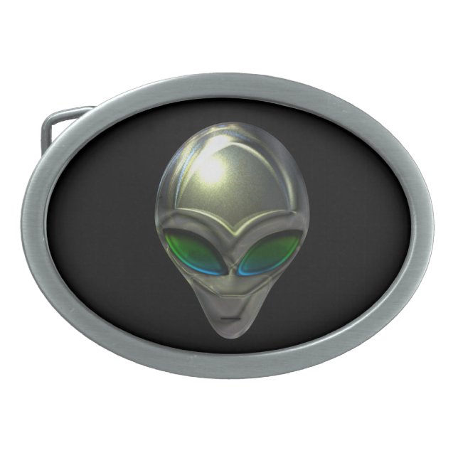Metal Alien Head 02 Belt Buckle (Front)