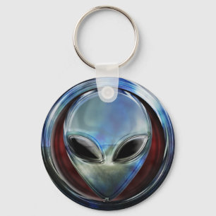 Metal Alien Head 03 Keychain