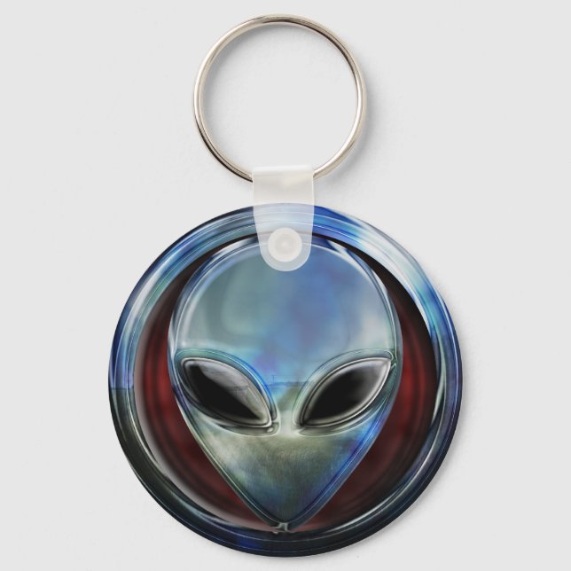 Metal Alien Head 03 Keychain (Front)