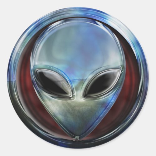Metal Alien Head 03 Sticker