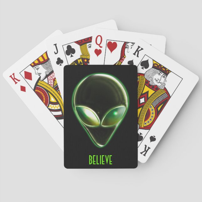 Metal Alien Head 04 Bicycle® Playing Cards (Back)