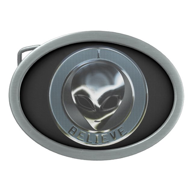 Metal Alien Head 05 Belt Buckle (Front)