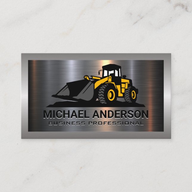Metal Aluminum Brushed | Construction Vehicle Business Card (Front)