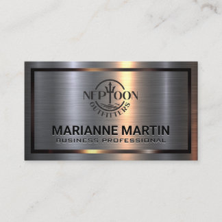 Metal Aluminum Brushed | Metallic Border  Business Card